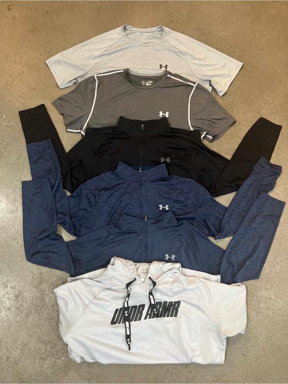Bundle of Under Armour Men’s Navy & Gray & Black Athletic Shirts - Performance
